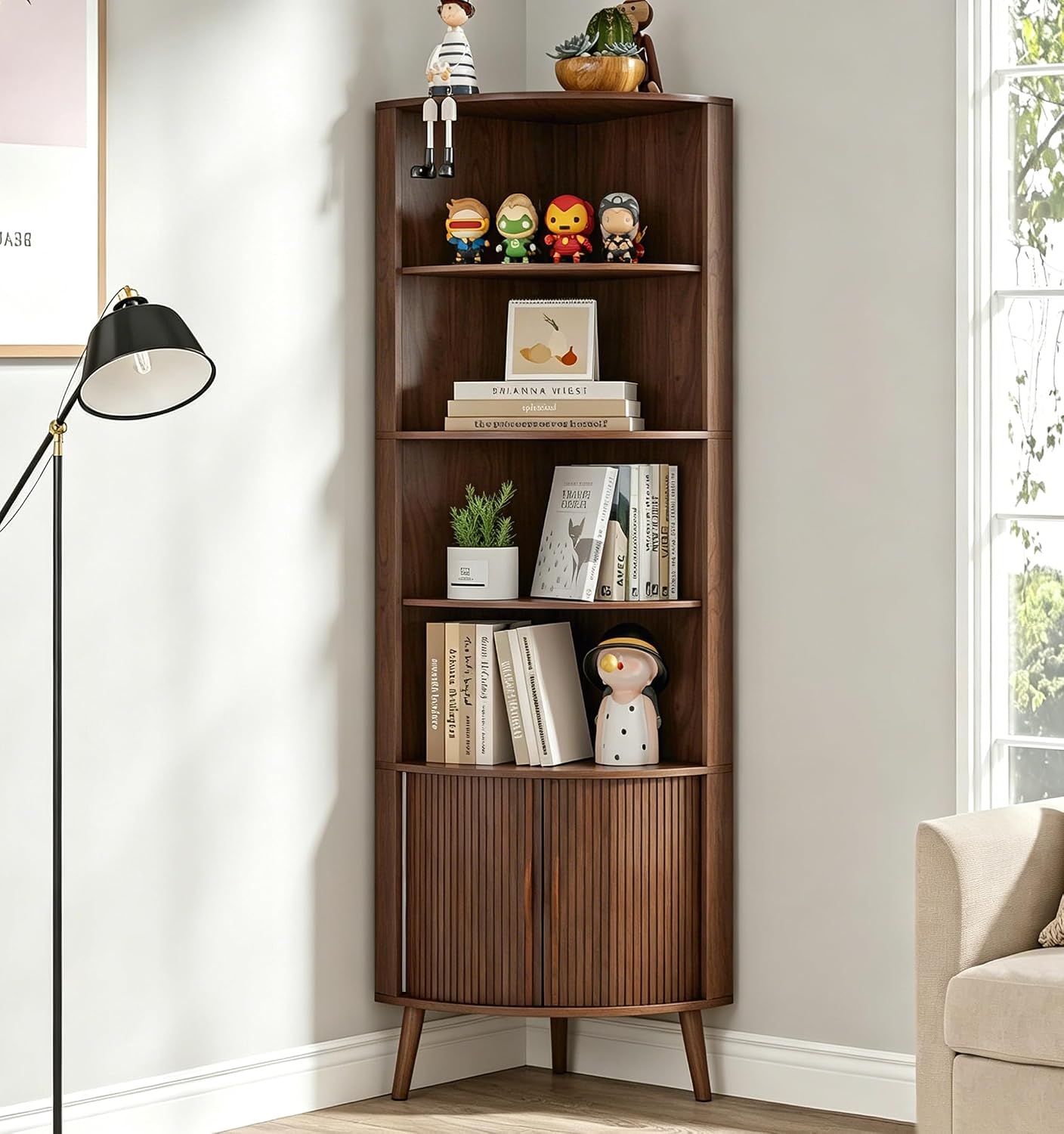 Bookshelf 5 Tier - 5단 코너 선반, 66.73인치 높이의 모던