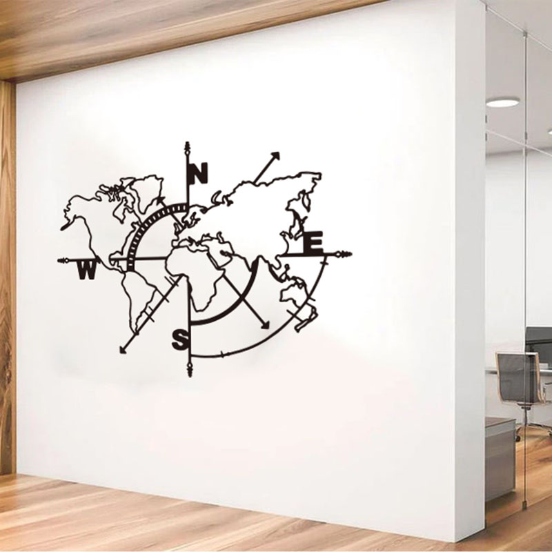Office Furniture World - 대형 세계지도 나침반 자동차 벽 스티커,