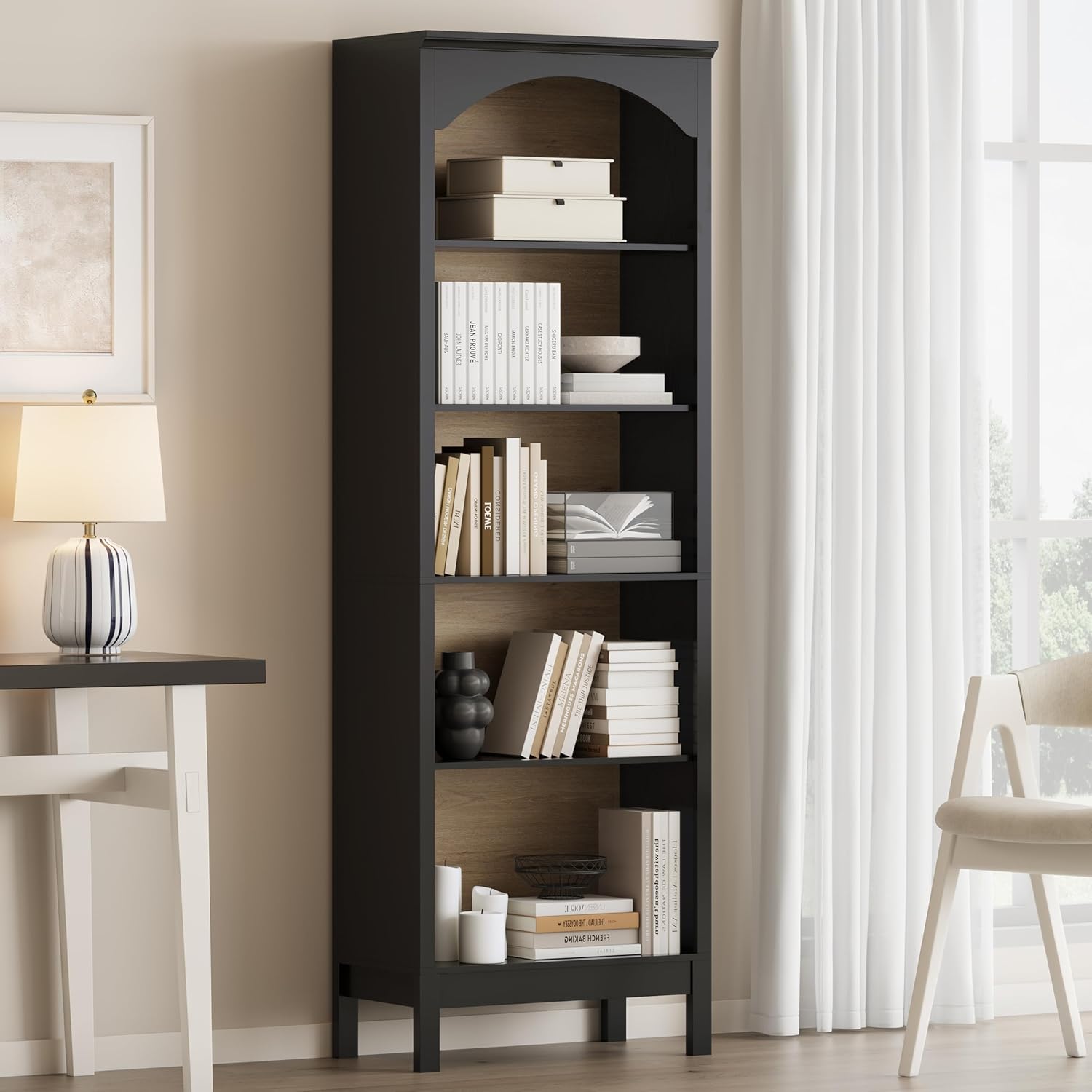 Bookshelf 5 Tier - 아치형 책장, 5단 오픈 선반, 71인치