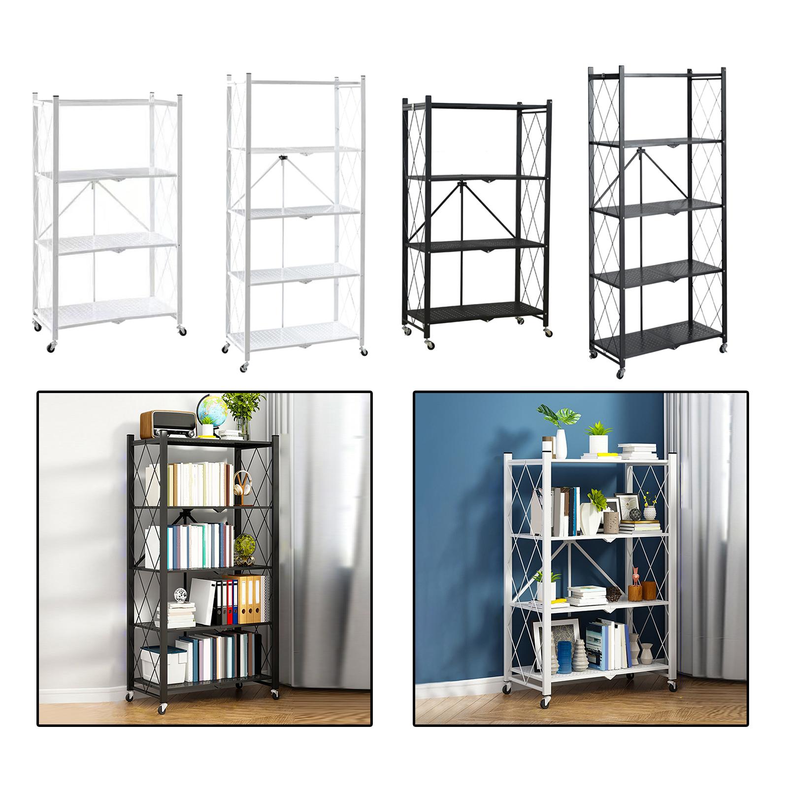 Bookshelf 5 Tier - 롤링 수납 선반 카트 접이식 책꽂이