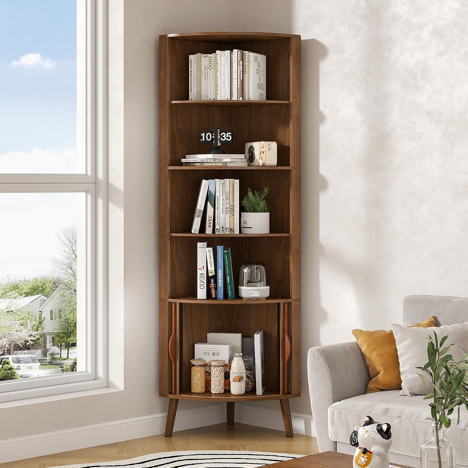 5단 코너 선반, 66.73인치 높이의 모던 코너 책장 - Bookshelf 5 Tier 리뷰 및 가격