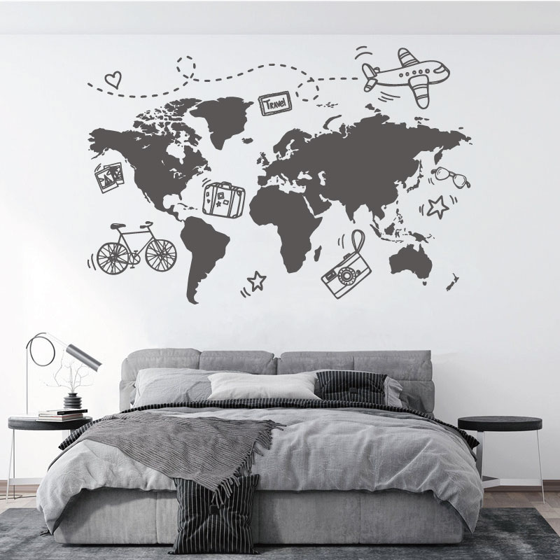Go Travel 세계 지도 벽 스티커, 사무실 여행사 - Office Furniture World 리뷰 및 가격