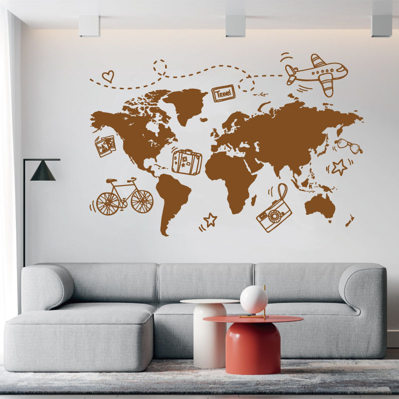 Go Travel 세계 지도 벽 스티커, 사무실 여행사 - Office Furniture World 리뷰 및 가격