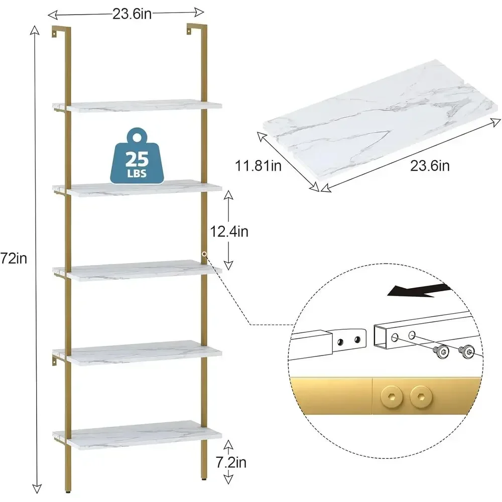 5단 화이트 대리석 벽걸이형 나무 선반 - 홈 오피스  - Bookshelf 5 Tier 리뷰 및 가격