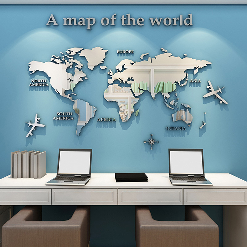 세계지도 벽 스티커 3D 아크릴 거울 스티커 3 차원  - Office Furniture World 리뷰 및 가격