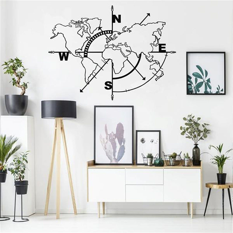 대형 세계지도 나침반 자동차 벽 스티커, 사무실 교실  - Office Furniture World 리뷰 및 가격