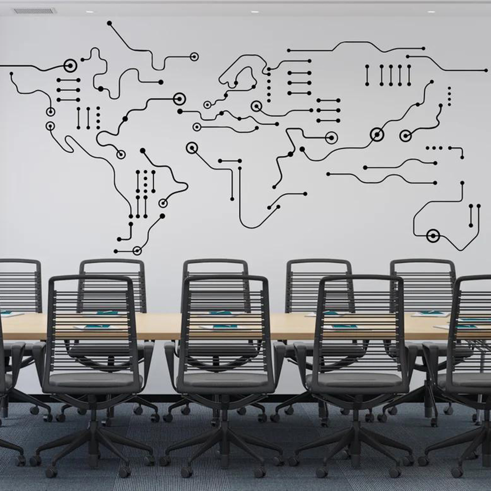 회로 기판 세계지도 사무실 벽 스티커, 컴퓨터 IT 소 - Office Furniture World 리뷰 및 가격