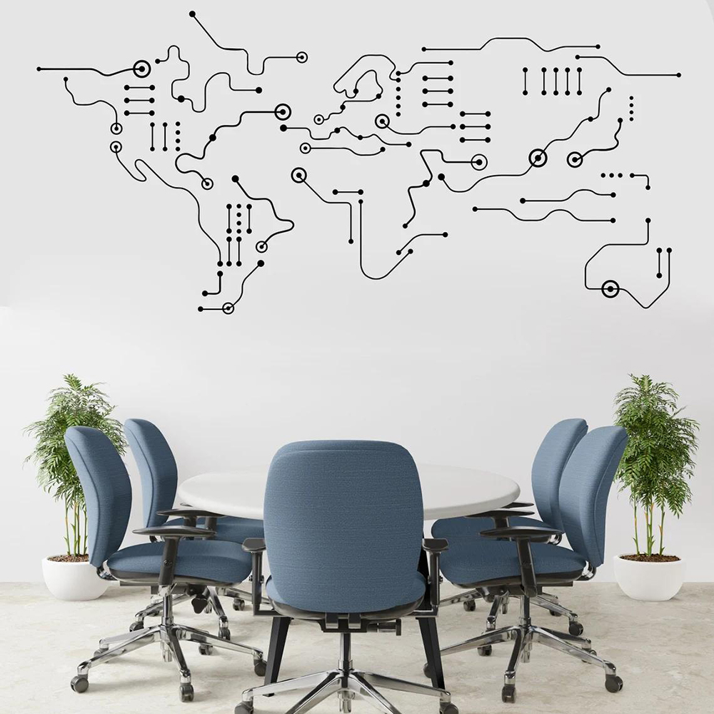 회로 기판 세계지도 사무실 벽 스티커, 컴퓨터 IT 소 - Office Furniture World 리뷰 및 가격