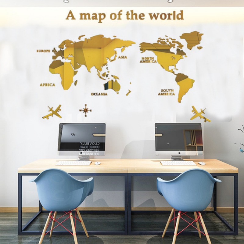북유럽 세계지도 아크릴 3D 벽 데칼 사무실 연구, 거 - Office Furniture World 리뷰 및 가격