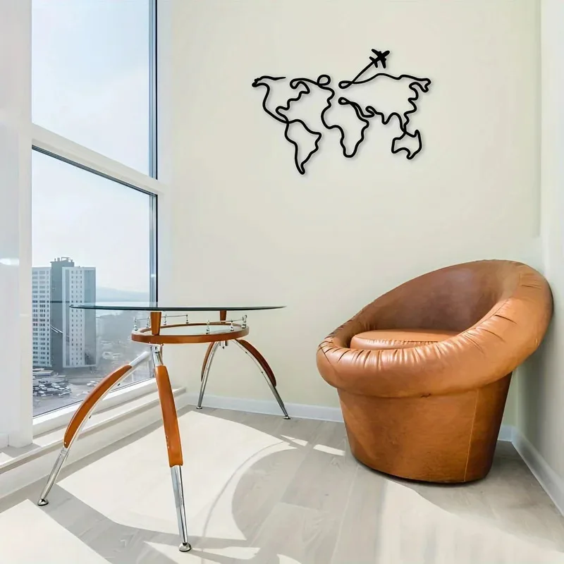 1PC 아트 데코 금속 벽 조각 세계를 둘러보는 비행기 - Office Furniture World 리뷰 및 가격