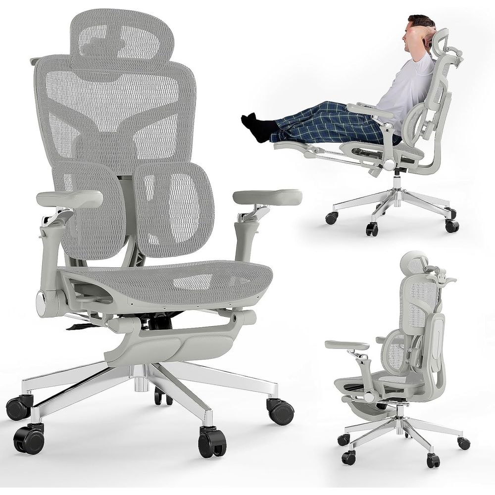 발 받침대와 요추 지지대가 있는 인체공학적 사무실 의자 - Office Furniture Zone 리뷰 및 가격