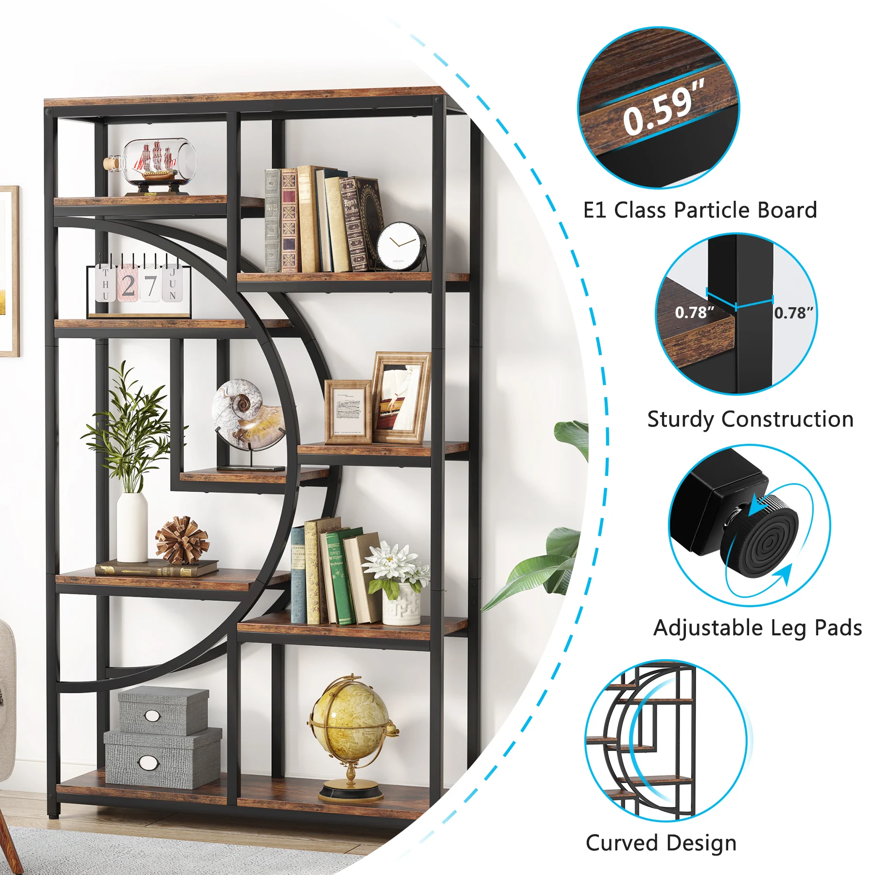 Tribesigns 책장 산업용 5 계층 Etagere - Bookshelf 5 Tier 리뷰 및 가격